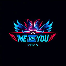 Logo design for 'ME VS YOU' with a bold, futuristic style, symbolizing the concept of competition and duality