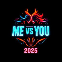 Logo design for 'ME VS YOU' with a bold, futuristic style, symbolizing the concept of competition and duality