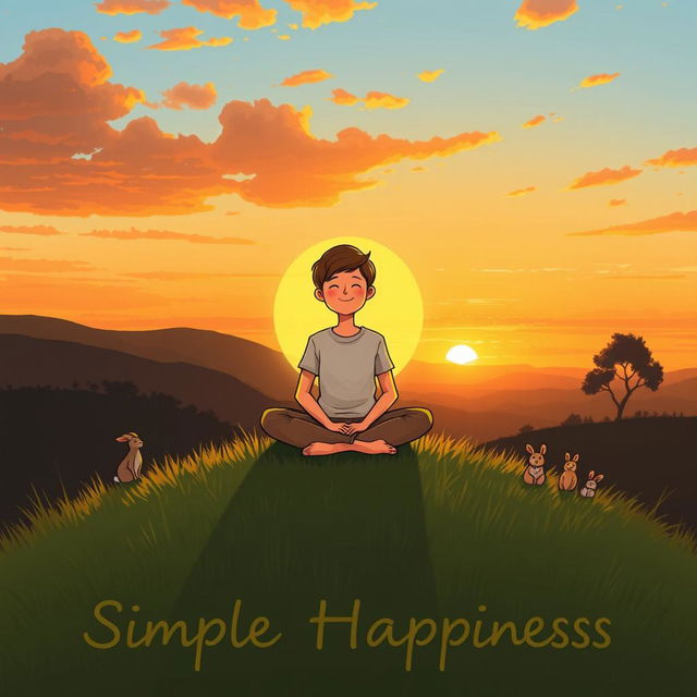 A serene and peaceful landscape illustrating the concept of simple happiness