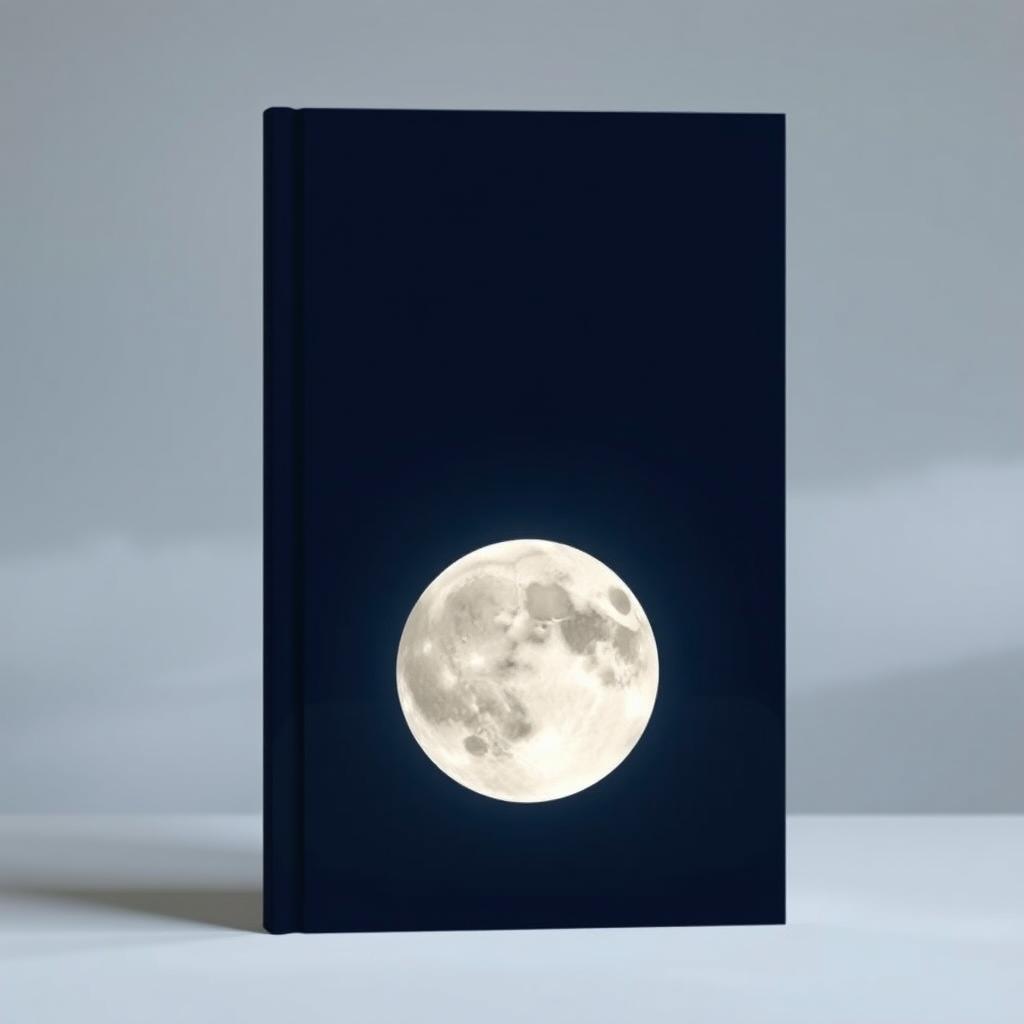 A minimalist book cover featuring a simple yet striking background of a large, radiant full moon dominating the scene