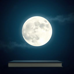 A minimalist book cover featuring a simple yet striking background of a large, radiant full moon dominating the scene