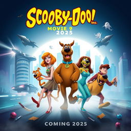 A futuristic and exciting poster for the new Scooby-Doo movie coming in 2025