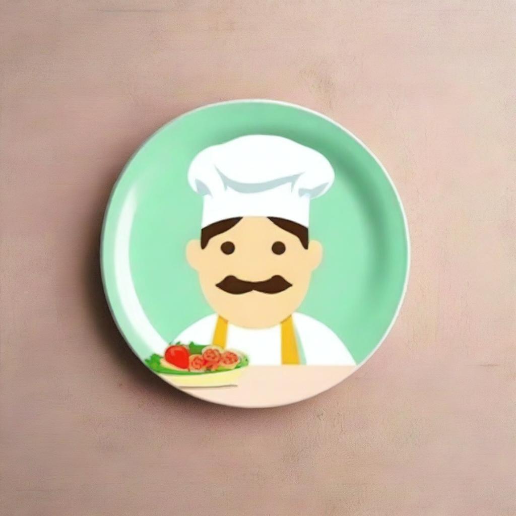 Create a captivating avatar featuring a delicious looking plate of gourmet food against a soft, subtly textured background that harmoniously blends into a hint of a bustling kitchen. Ensure the avatar conveys an engaging, foodie vibe.