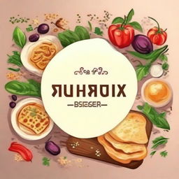 Create an enticing avatar featuring a feast for the eyes of gourmet food with a tastefully integrated text saying 'Волшебство Вкуса'. The background should subtly hint at a lively kitchen, embodying a gastronomic adventure.