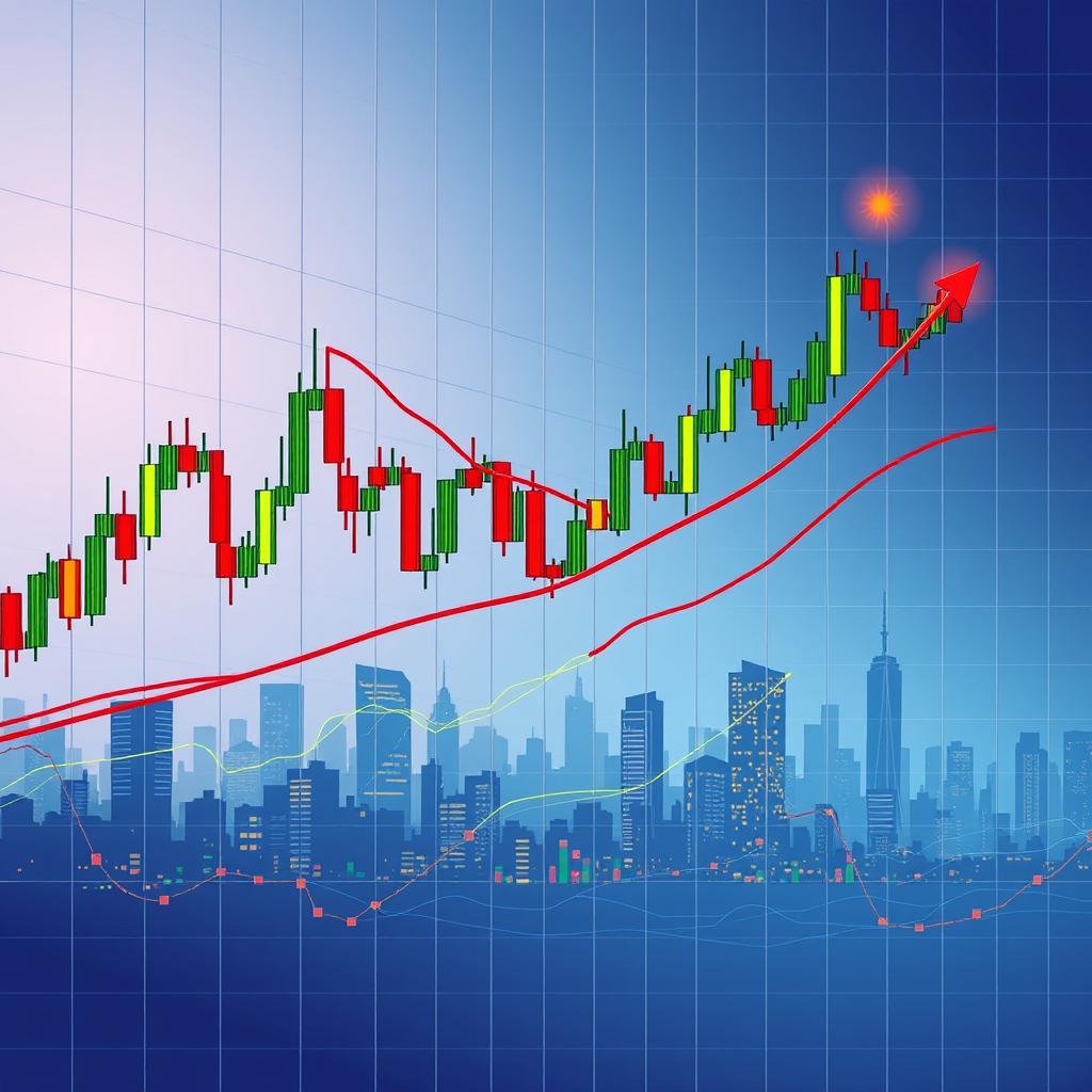 A detailed, dynamic illustration of a price action trading chart, showcasing candlestick patterns, support and resistance levels, and trend lines