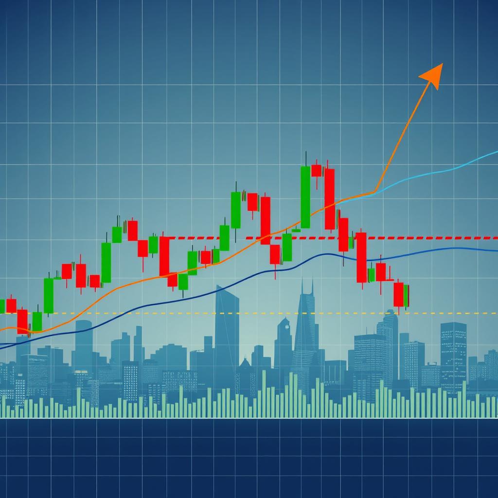 A detailed, dynamic illustration of a price action trading chart, showcasing candlestick patterns, support and resistance levels, and trend lines