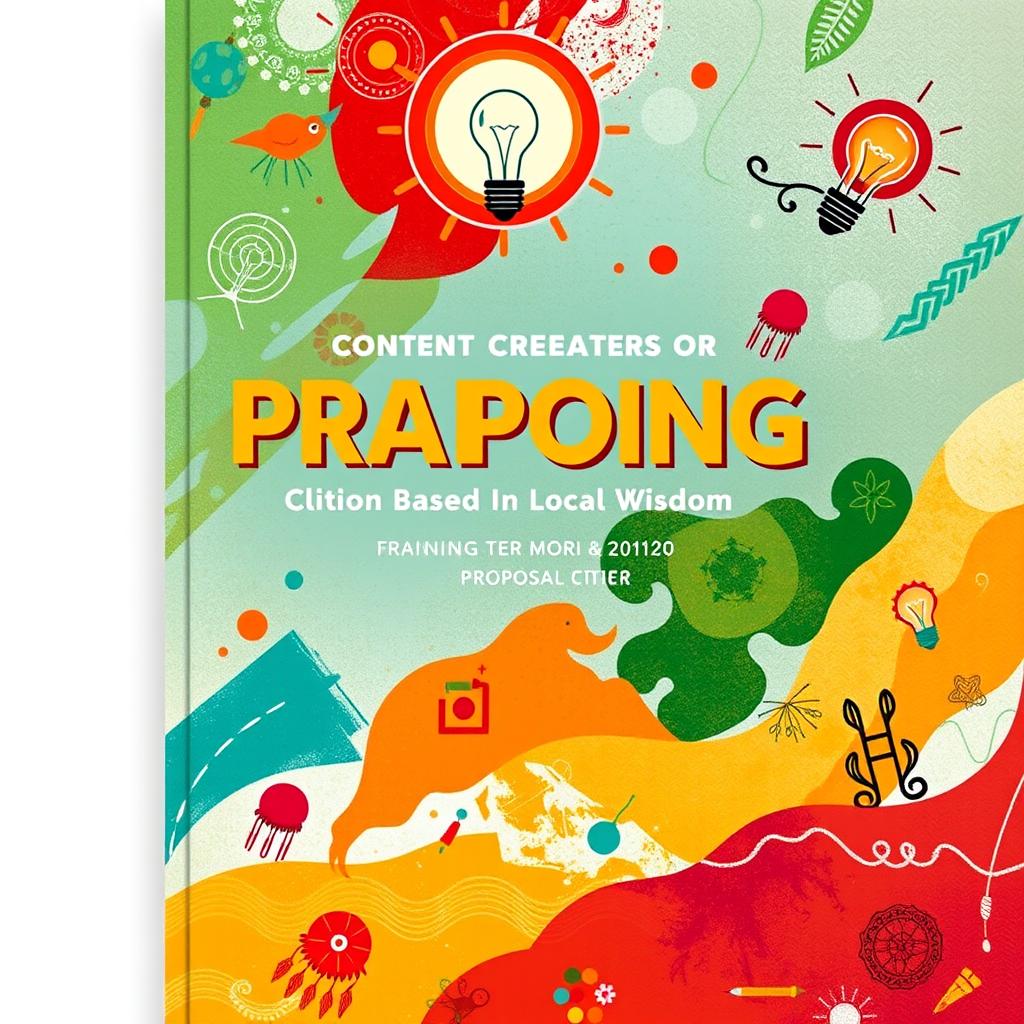 Create a stunning cover for a proposal highlighting a training event focused on content creators based on local wisdom