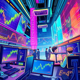 A dynamic and colorful illustration showcasing the price action trading with cryptocurrencies