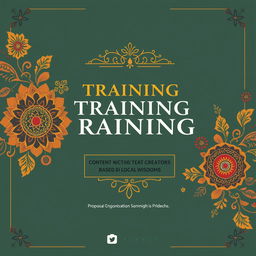 Design a captivating cover for a proposal on a training event for content creators based on local wisdom