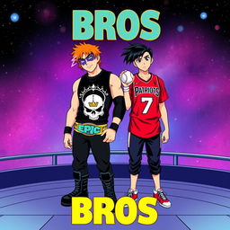 1980s anime title screen featuring vibrant colors and bold lines, with the title text "BROS" prominently displayed