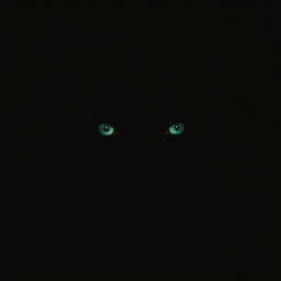 A haunting and mysterious image focused on a pair of glowing eyes in the darkness