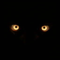 a pair of mysterious, glowing eyes peering through the darkness, surrounded by shadows, conveying a sense of mystique and curiosity, dramatic lighting highlighting the contours around the eyes, creating a focused and intense atmosphere