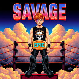 A 1980s arcade game title screen with the title text 'SAVAGE'