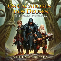 A striking book cover depicting a heroic trio: a male elf, a male dark elf, and a male dwarf