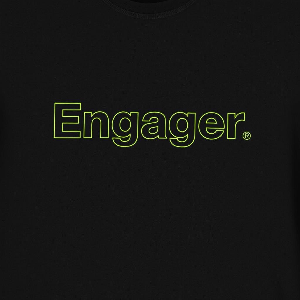 Black T-shirt with the text 'Engager' written in a bold, modern font