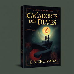 A book cover designed for a Portuguese title "Os Caçadores dos Deuses: A Última Cruzada"