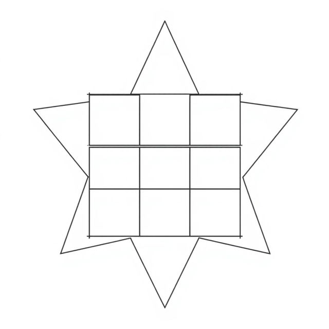 A star shape containing a grid of 12 squares wide and 10 squares tall