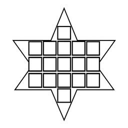 A star shape containing a grid of 12 squares wide and 10 squares tall