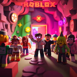 A vibrant and mysterious Roblox game scene showcasing an exciting and secretive vibe