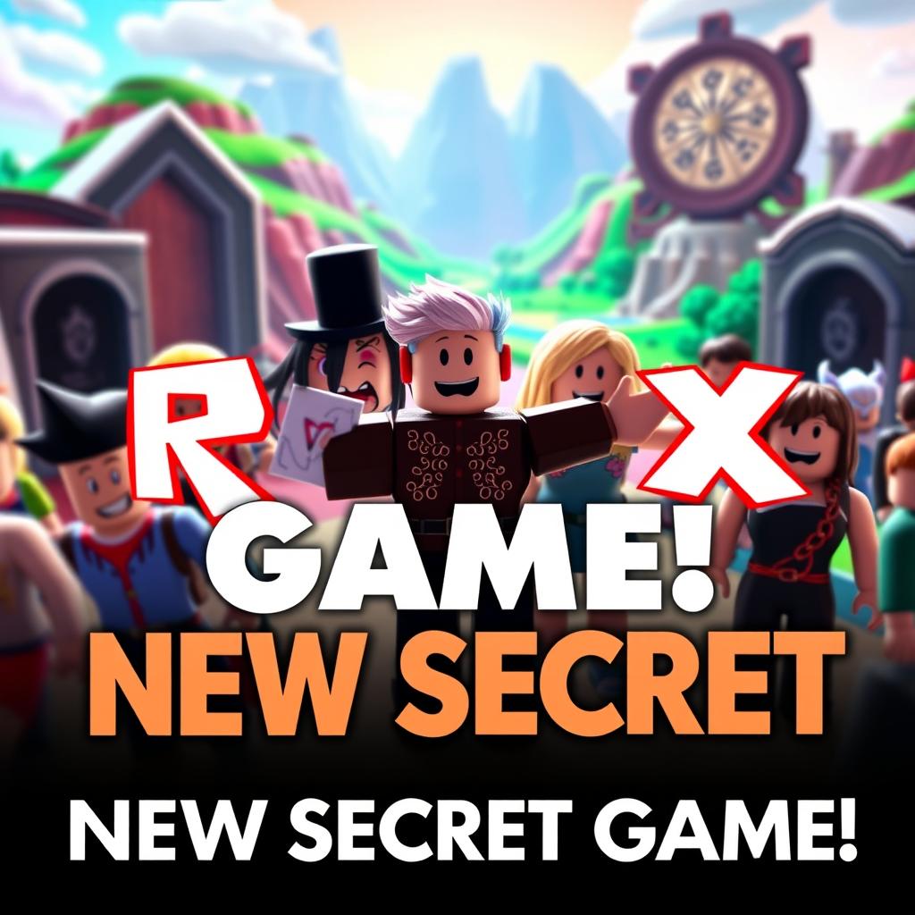 A captivating YouTube thumbnail for a video about the new secret Roblox game, designed to attract and intrigue viewers