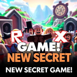 A captivating YouTube thumbnail for a video about the new secret Roblox game, designed to attract and intrigue viewers