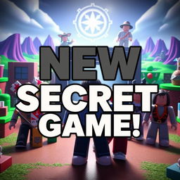 A captivating YouTube thumbnail for a video about the new secret Roblox game, designed to attract and intrigue viewers