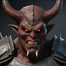 Further soften the demon's image by significantly reducing the spikiness and sharpness of his heavy armor, also smoothing the animalistic features of his face.