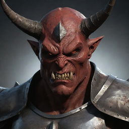 Further soften the demon's image by significantly reducing the spikiness and sharpness of his heavy armor, also smoothing the animalistic features of his face.