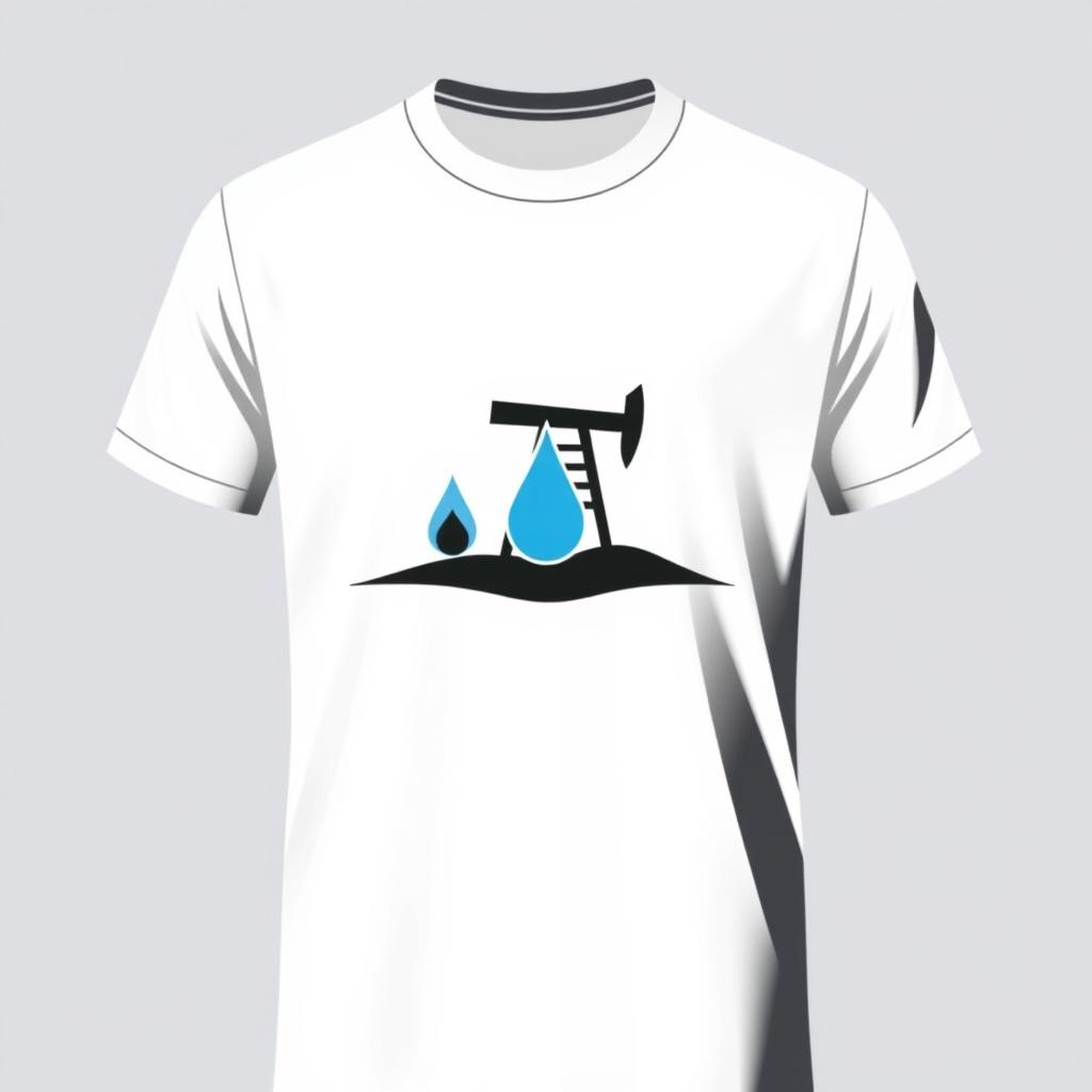 A minimalist T-shirt design featuring symbols related to the oil and gas industry