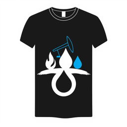 A minimalist T-shirt design featuring symbols related to the oil and gas industry