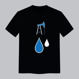 A minimalist T-shirt design featuring symbols related to the oil and gas industry