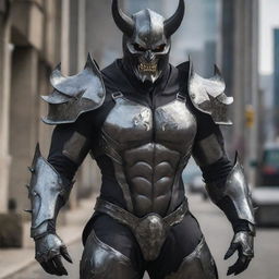 Upgrade the demon's appearance by suiting him in an elaborate full body armor, designed with smooth, high-quality metal. The armor seamlessly covers his physique, boosting his imposing presence.