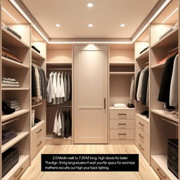 An elegantly designed modern walk-in closet, situated in a space 2