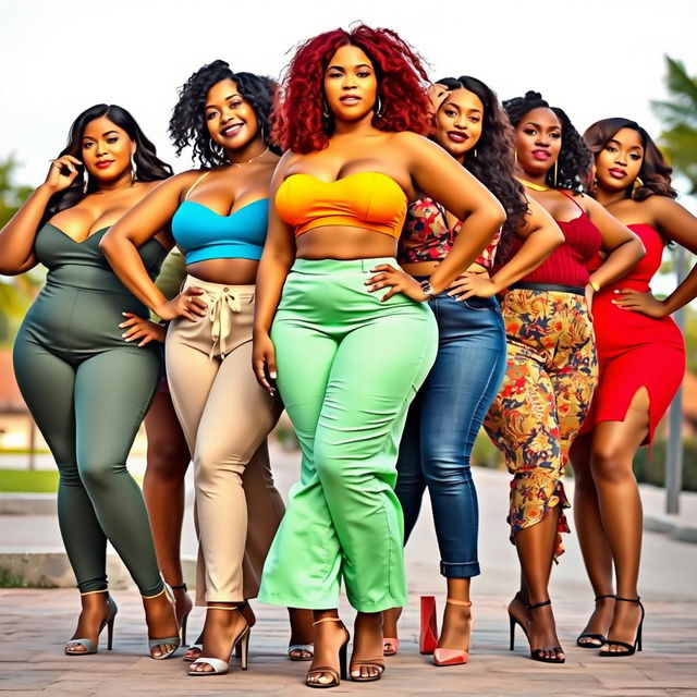 A collection of beautiful, curvy women posing confidently