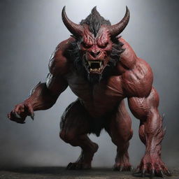 Alter the demon's face to be significantly more beast-like, resembling the features of a dog, while maintaining his full body, smooth armor untouched.