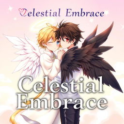 Book cover for 'Celestial Embrace' in a heartwarming anime style