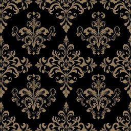 Elegant black damask pattern, intricate floral and paisley motifs, luxurious and sophisticated design, ornate and decorative elements, seamless and timeless appeal