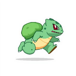 A full-body sprite of a Bulbasaur running to the right