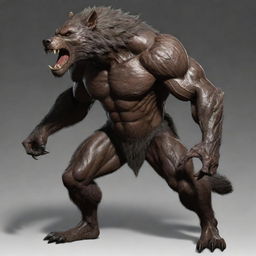 Improve the image of the werewolf, increasing the proportions and muscularity of its body, while the armor adjusts to suit its greater size, enhancing the creature's formidable presence.