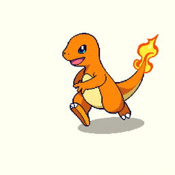 A sprite of Charmander running to the right