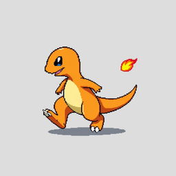 A sprite of Charmander running to the right