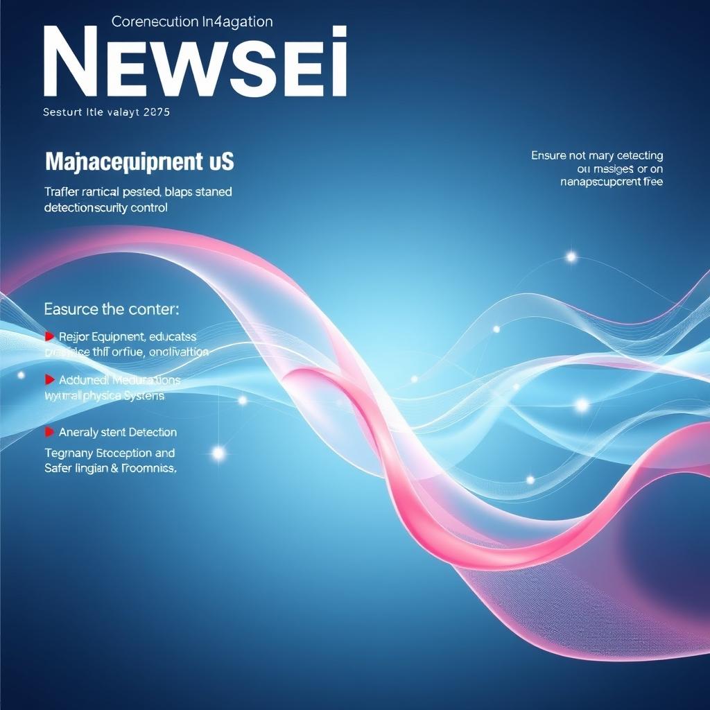 A sophisticated and high-resolution magazine cover design with an emphasis on major equipment, cyber-physical systems, anomaly detection, and security control