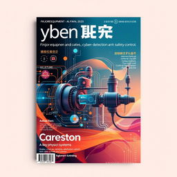 A high-resolution magazine cover design featuring major equipment, cyber-physical systems, anomaly detection, and safety control