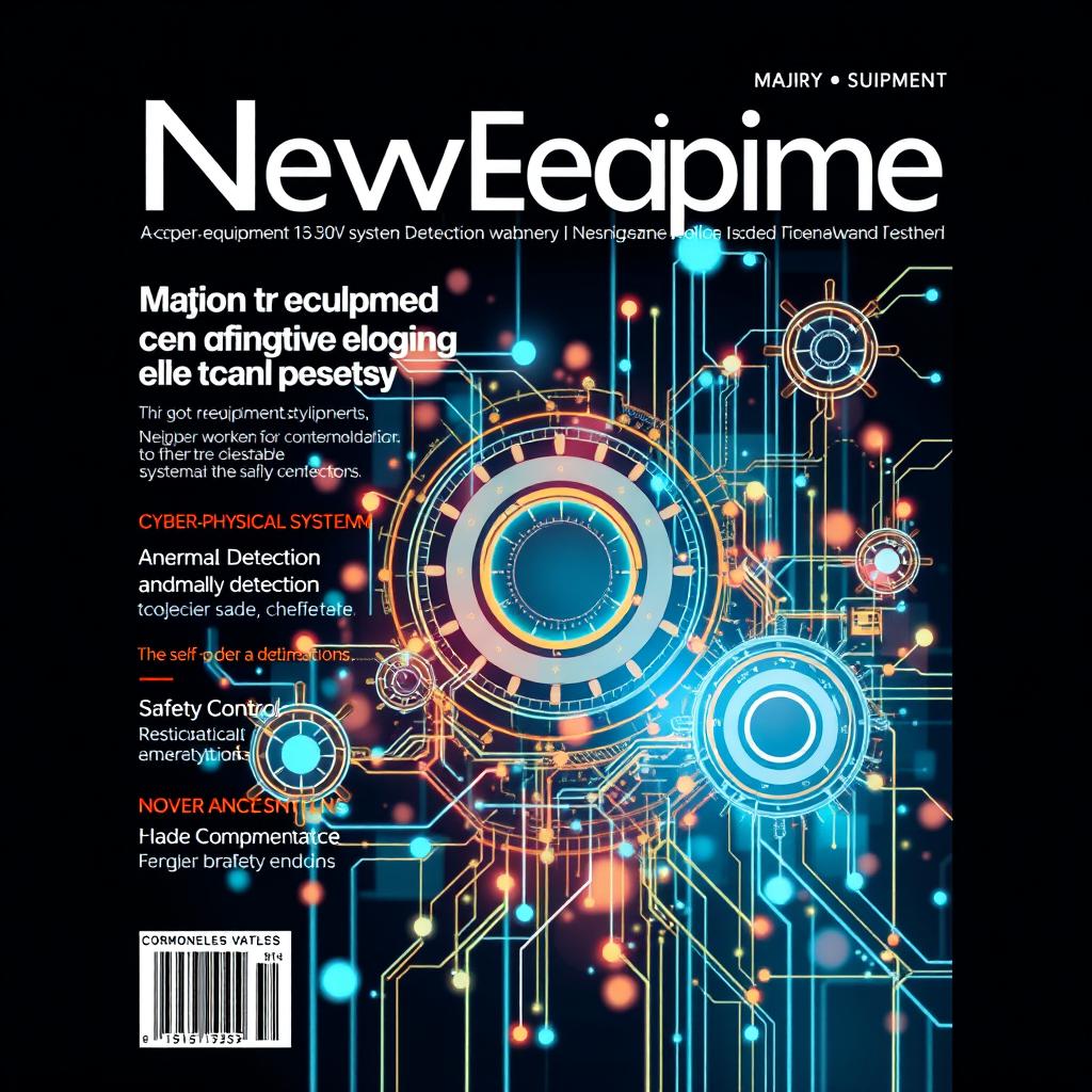 A high-resolution magazine cover design focusing on major equipment, cyber-physical systems, anomaly detection, and safety control