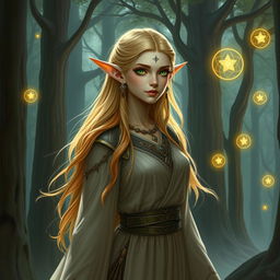 A majestic Eladrin elf from Dungeons & Dragons, featuring ethereal beauty and pointed ears