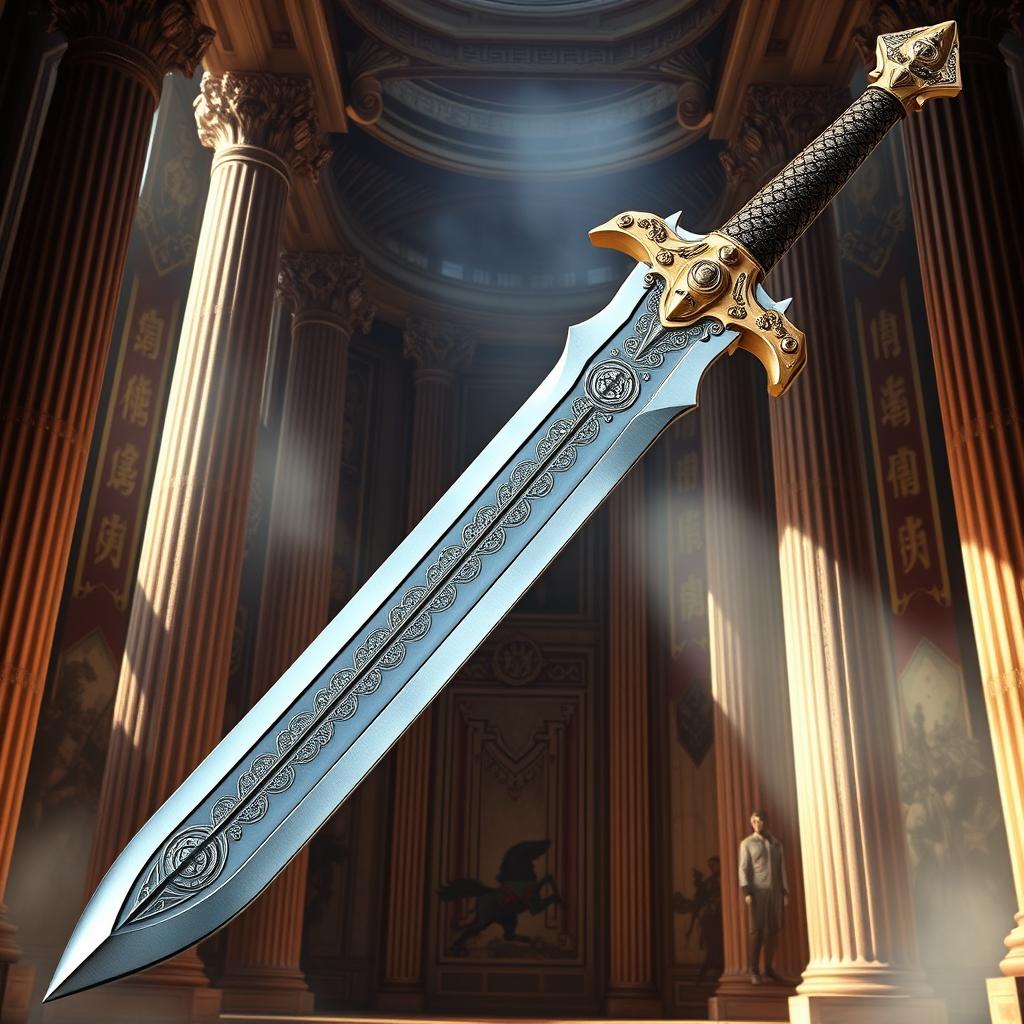 A beautifully crafted longsword inspired by the god Tyr from Dungeons & Dragons