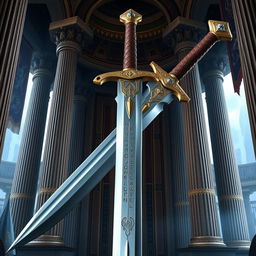 A beautifully crafted longsword inspired by the god Tyr from Dungeons & Dragons