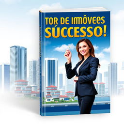 A dynamic and eye-catching book cover for 'Corretor de Imóveis de Sucesso!'