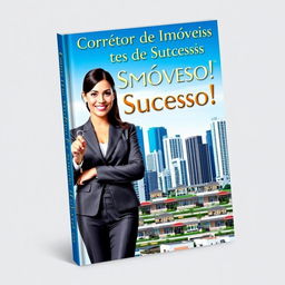 A dynamic and eye-catching book cover for 'Corretor de Imóveis de Sucesso!'