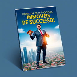 A striking and professional book cover for "Corretor de Imóveis de Sucesso!"